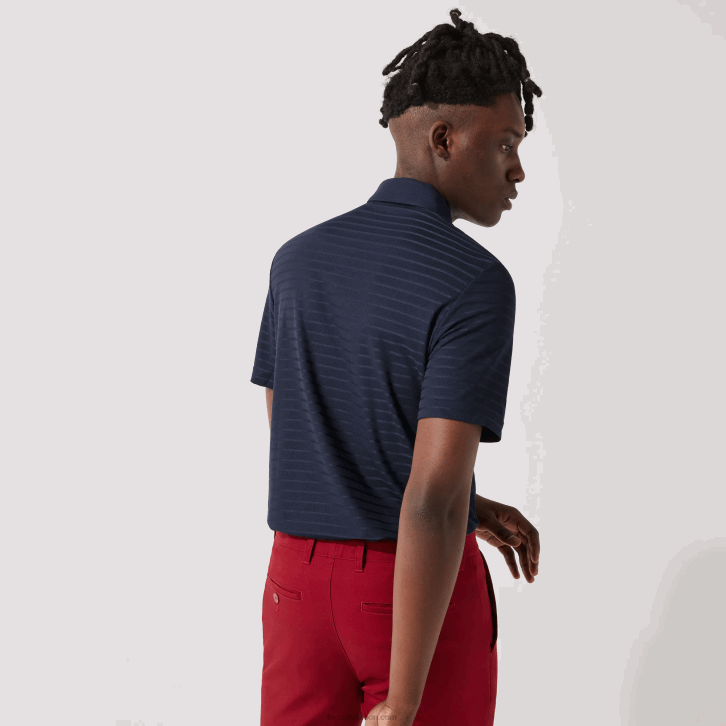 homens Lacoste azul marinho 166 polo de golfe respirável texturizado esportivo 08D070