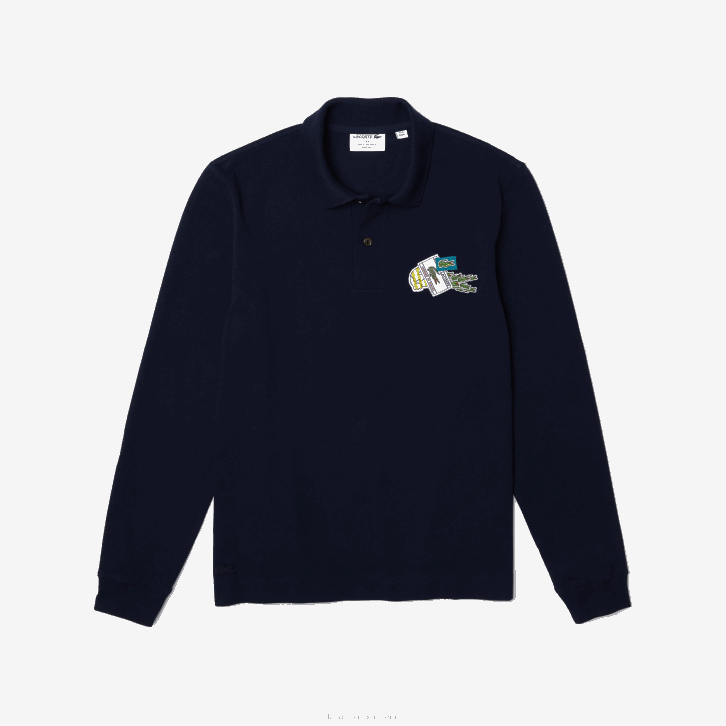 homens Lacoste azul marinho 166 polo distintivo de quadrinhos de crocodilo 08D01261