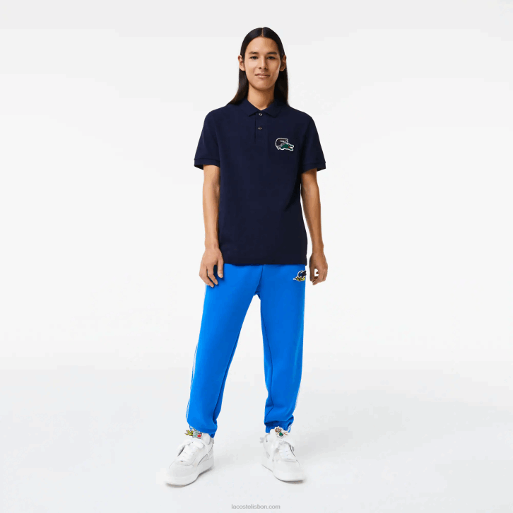 homens Lacoste azul marinho 166 polo em piquê de algodão orgânico 08D0573