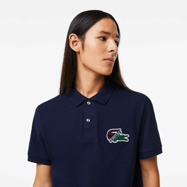 homens Lacoste azul marinho 166 polo em piquê de algodão orgânico 08D0573