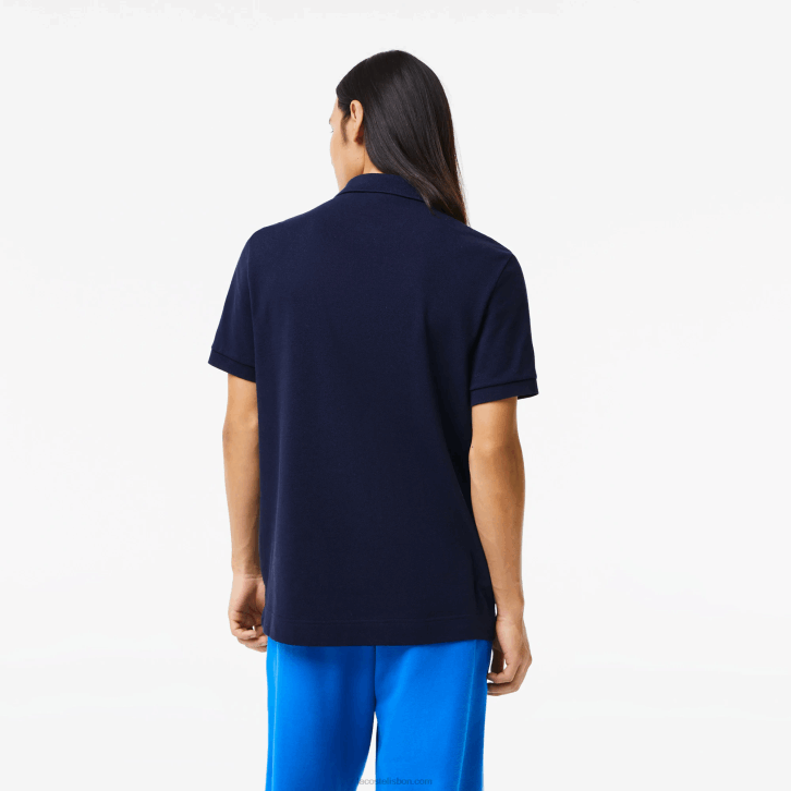 homens Lacoste azul marinho 166 polo em piquê de algodão orgânico 08D0573