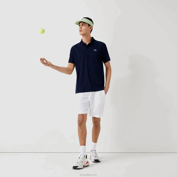 homens Lacoste azul marinho 166 polo interlock respirável e resistente à abrasão esportivo 08D0166