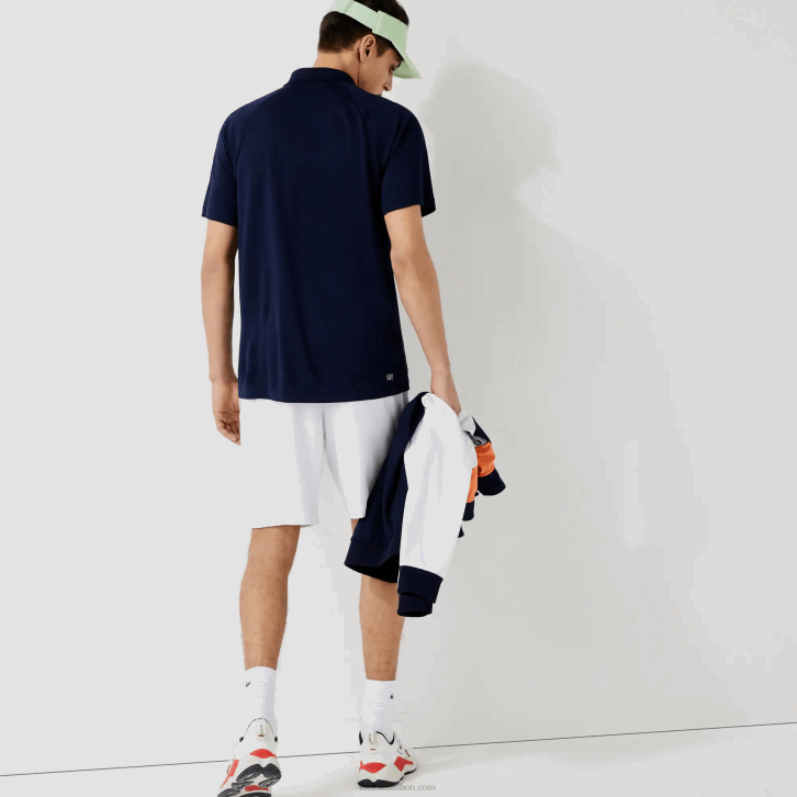 homens Lacoste azul marinho 166 polo interlock respirável e resistente à abrasão esportivo 08D0166