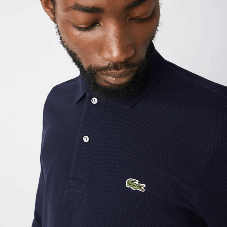 homens Lacoste azul marinho 166 polo manga longa L.12.12 original 08D0646