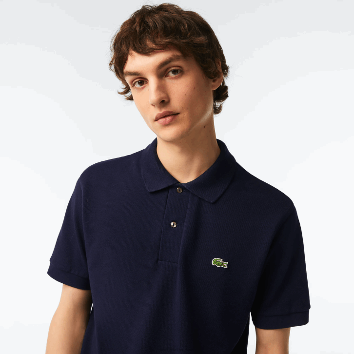 homens Lacoste azul marinho 166 polo original l.12.12 com piquê de algodão pesado 08D0250