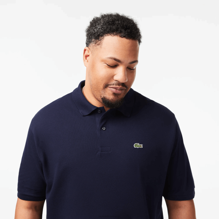 homens Lacoste azul marinho 166 polo petit piquet de algodão - plus size - alto 08D0189