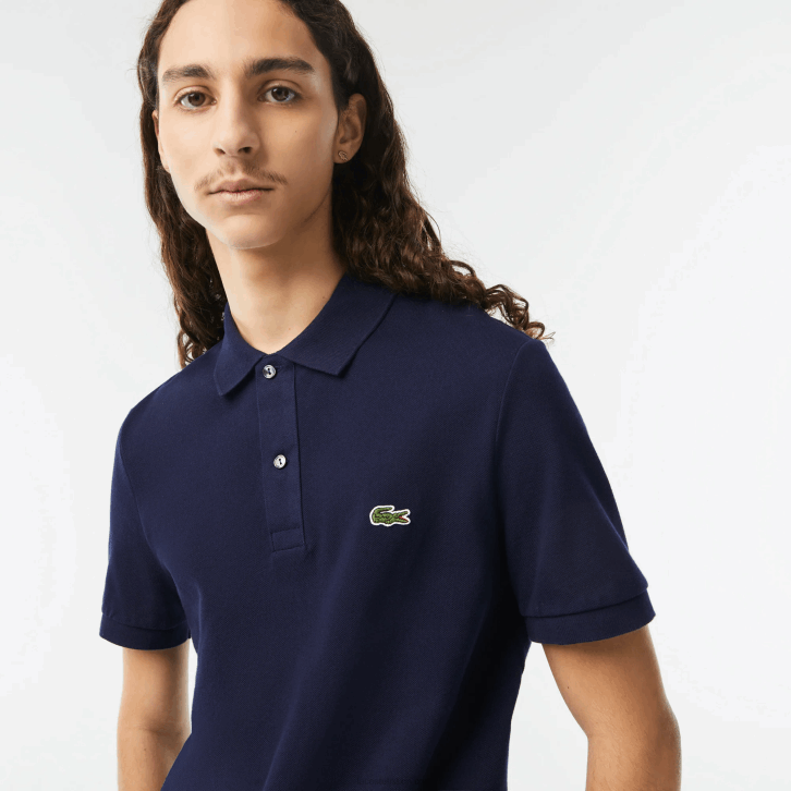 homens Lacoste azul marinho 166 polo slim fit L.12.12 original 08D0685