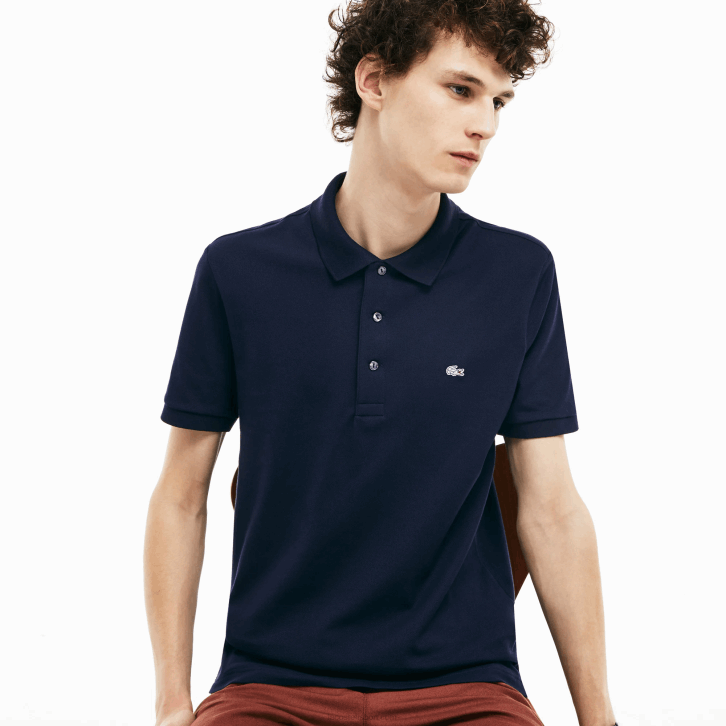 homens Lacoste azul marinho 166 polo slim fit petit pique stretch 08D0563