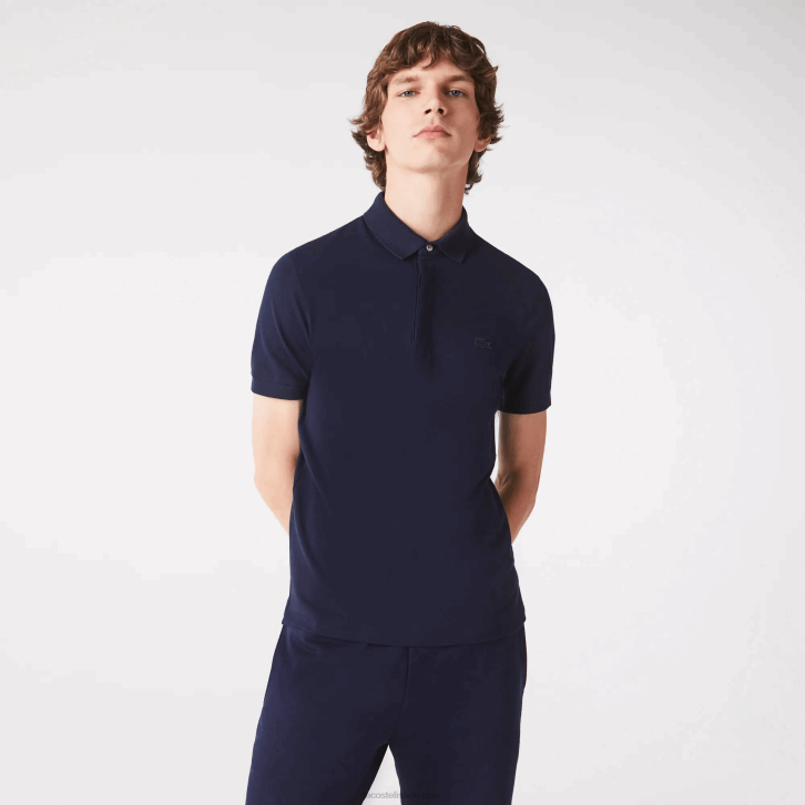 homens Lacoste azul marinho 166 polo smart paris em piquê de algodão elástico 08D0611