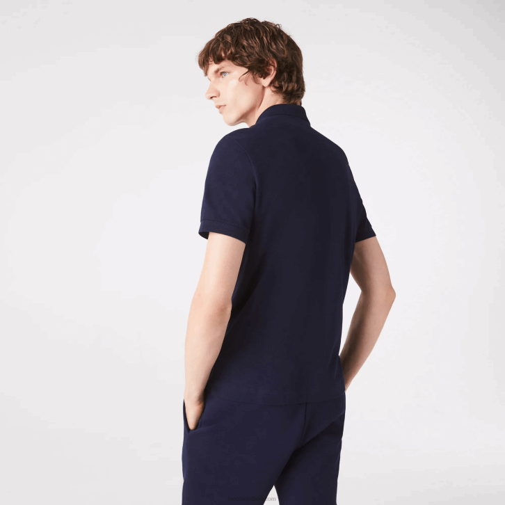 homens Lacoste azul marinho 166 polo smart paris em piquê de algodão elástico 08D0611