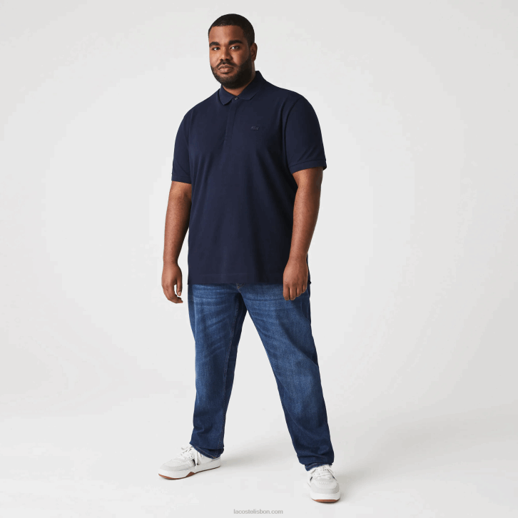 homens Lacoste azul marinho 166 polo smart paris em piquê de algodão elástico 08D0611