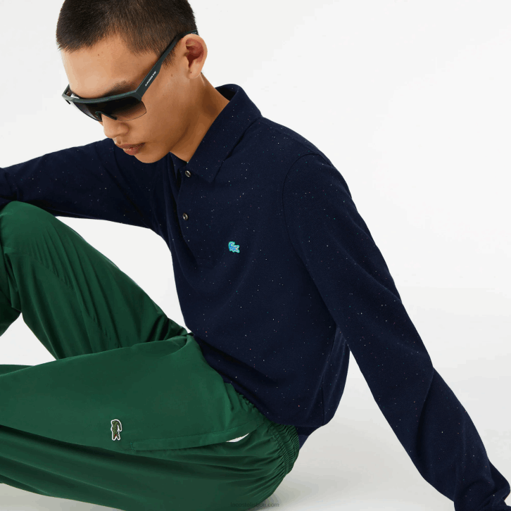 homens Lacoste azul marinho 7cg polo clássico com estampa salpicada 08D0704