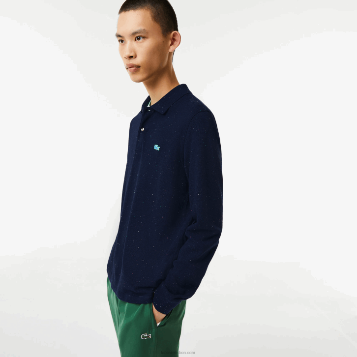 homens Lacoste azul marinho 7cg polo clássico com estampa salpicada 08D0704