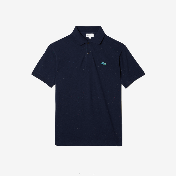 homens Lacoste azul marinho 7cg polo piquê de algodão com estampa salpicada de ajuste clássico 08D0591