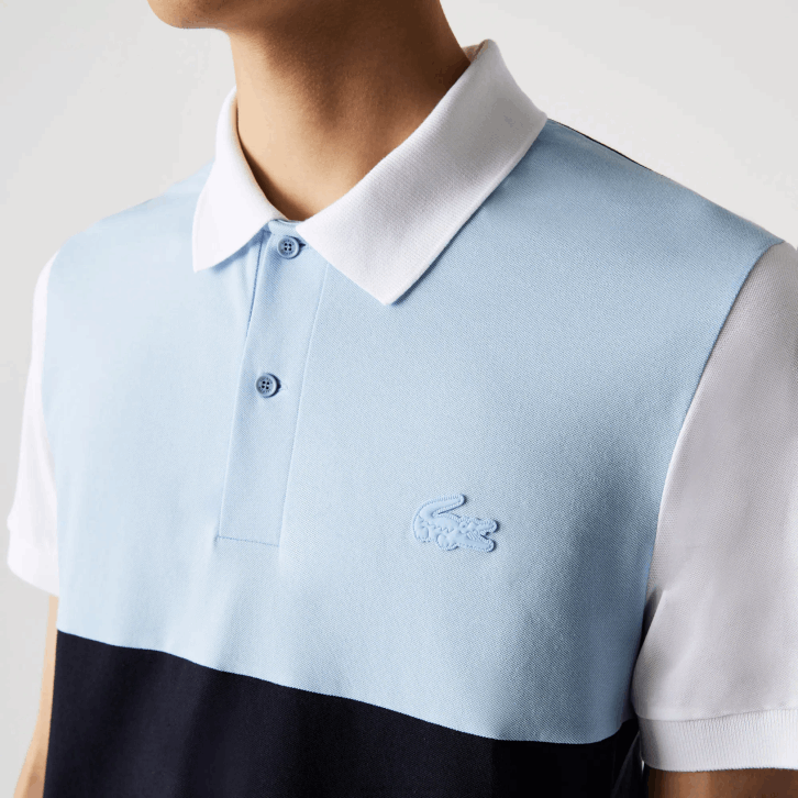 homens Lacoste azul marinho azul claro branco tx4 polo pique colorblock leve e respirável de ajuste regular 08D0867