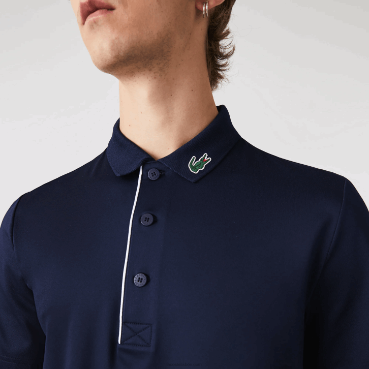 homens Lacoste azul marinho branco 525 camisa pólo de golfe jersey esporte 08D0596