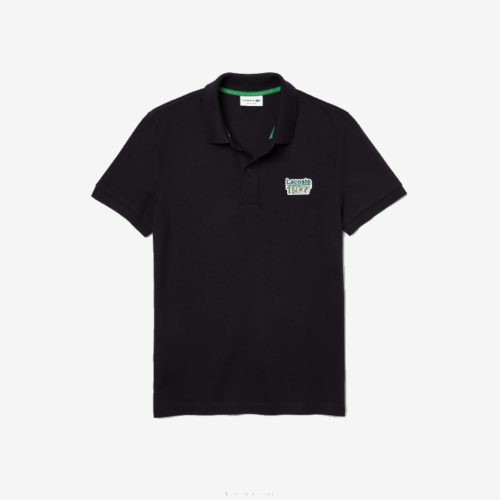 homens Lacoste azul marinho hde polo de ajuste regular em pique de algodão distintivo 08D0912