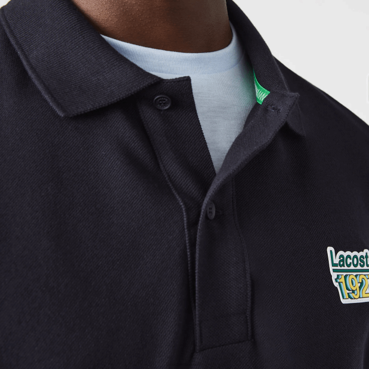 homens Lacoste azul marinho hde polo de ajuste regular em pique de algodão distintivo 08D0912