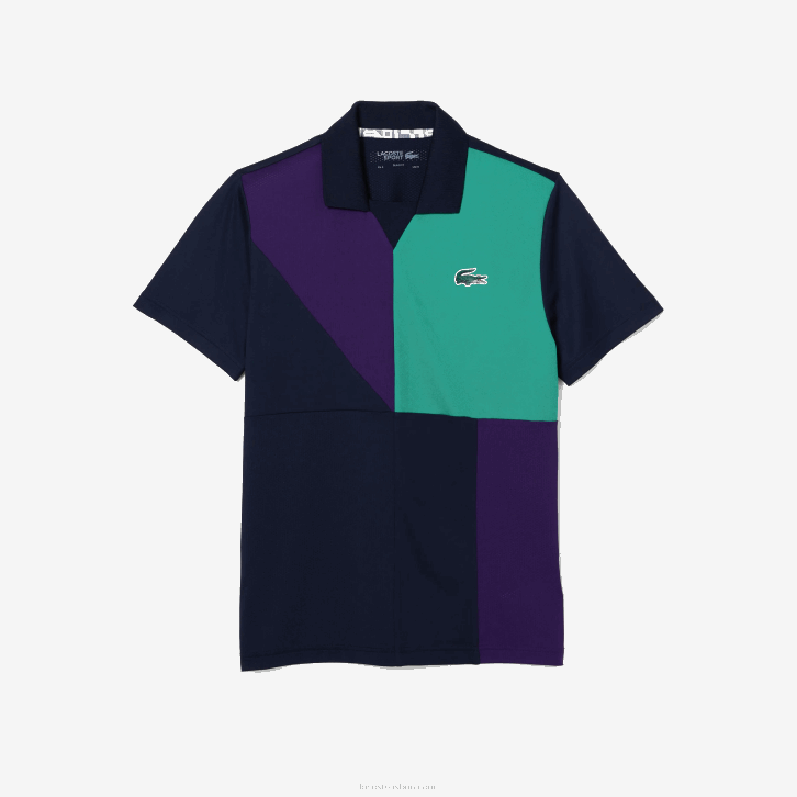 homens Lacoste azul marinho roxo verde xc3 pólo de tênis esportivo ultra-dry piquê 08D0784