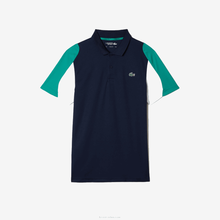 homens Lacoste azul marinho verde branco yj2 polo de tênis piquê esporte regular fit resistente a corrida 08D0557