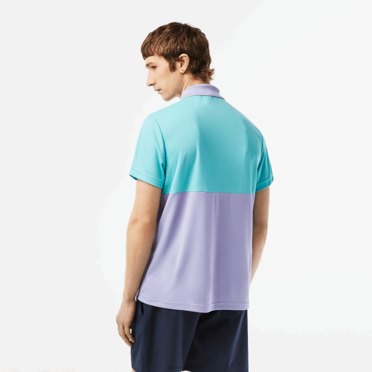 homens Lacoste azul turquesa roxo t2i polo listrado sport miami open edition 08D0240