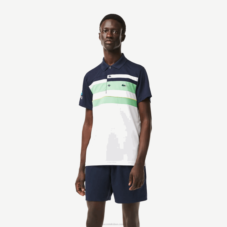 homens Lacoste azul verde branco t3i polo listrado sport miami open edition 08D0238