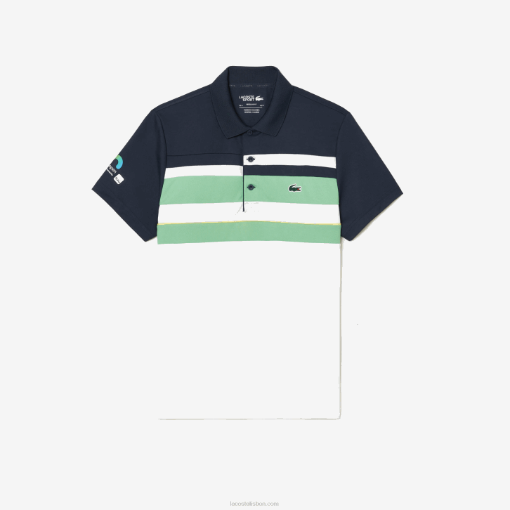 homens Lacoste azul verde branco t3i polo listrado sport miami open edition 08D0238