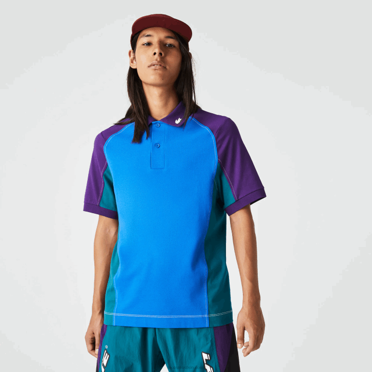 homens Lacoste azul verde roxo 7w6 polo mini piquê stretch regular fit tradicional 08D0693