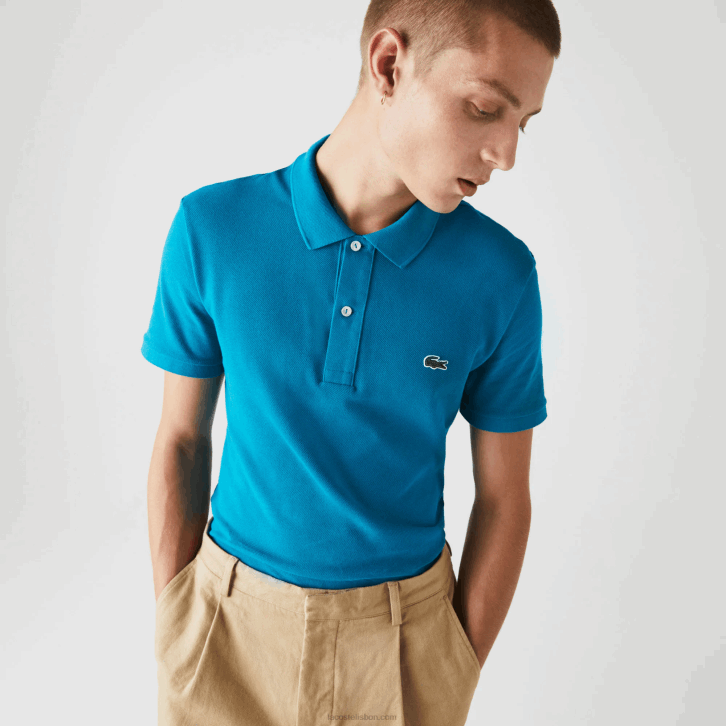 homens Lacoste azul yzw polo slim fit L.12.12 original 08D0891