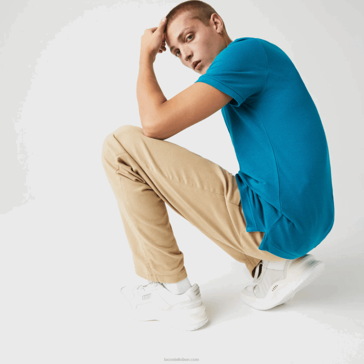 homens Lacoste azul yzw polo slim fit L.12.12 original 08D0891