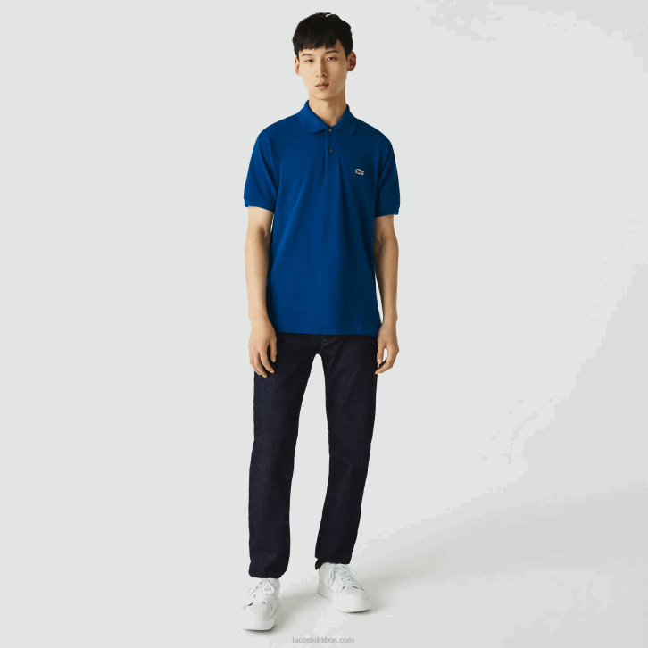 homens Lacoste azul z1g polo l.12.12 original 08D0642