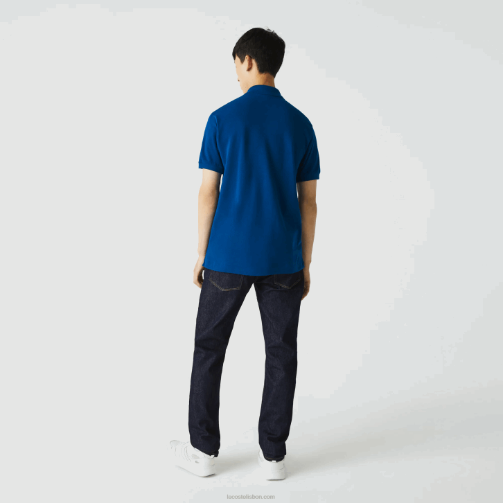 homens Lacoste azul z1g polo l.12.12 original 08D0642
