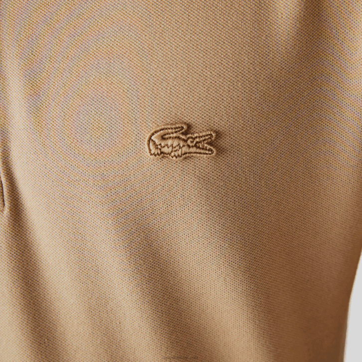 homens Lacoste bege 02s polo smart paris manga longa em piquê de algodão elástico 08D01297