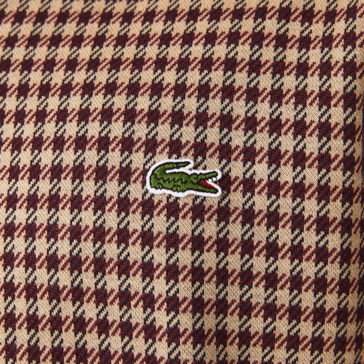 homens Lacoste bege azul marinho bordeaux v40 polo com estampa xadrez de ajuste relaxado 08D0924
