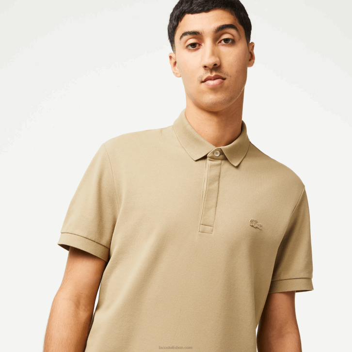 homens Lacoste bege cb8 polo smart paris em piquê de algodão elástico 08D0124