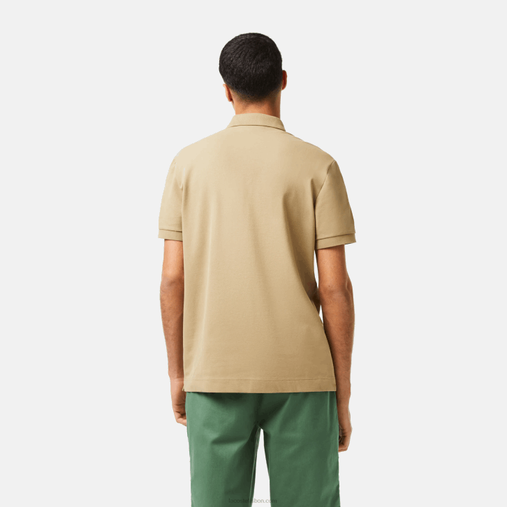 homens Lacoste bege cb8 polo smart paris em piquê de algodão elástico 08D0124