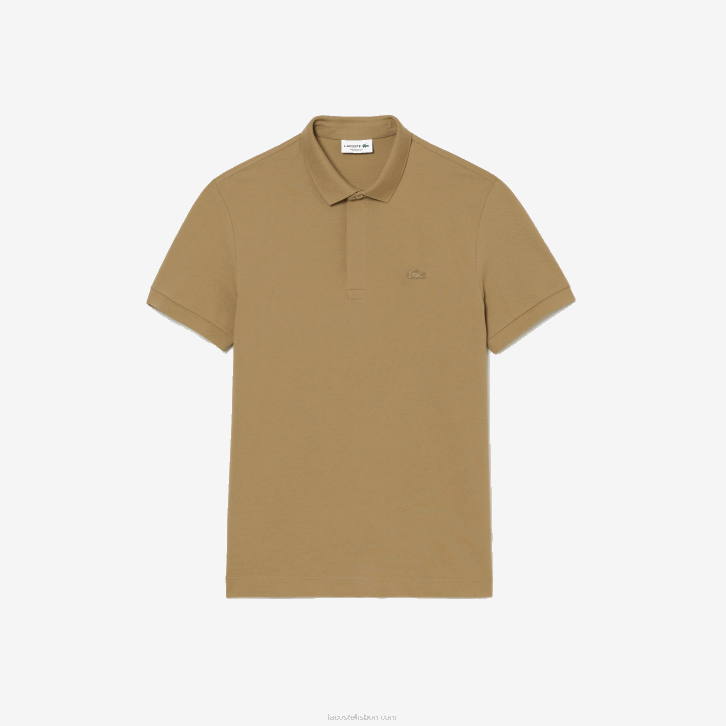 homens Lacoste bege cb8 polo smart paris em piquê de algodão elástico 08D0124