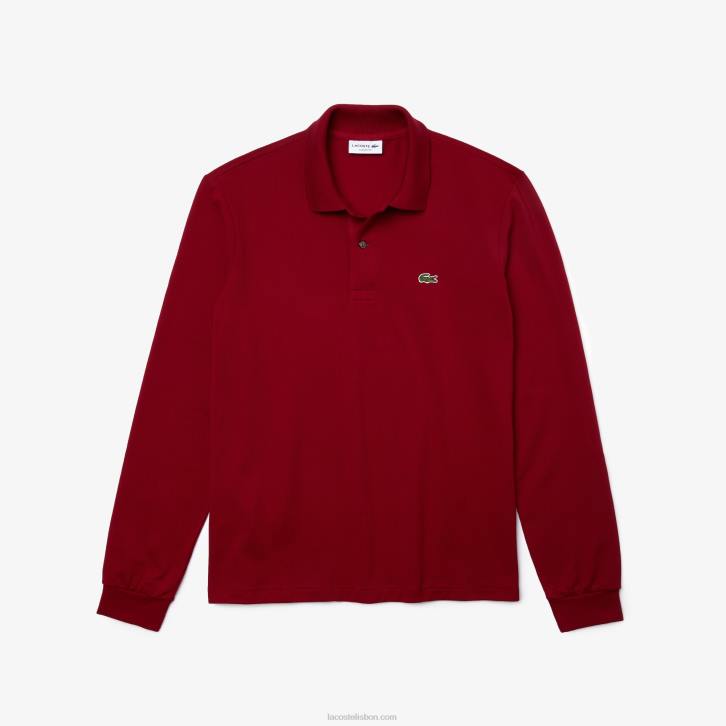 homens Lacoste bordeaux 476 polo manga longa L.12.12 original 08D0799