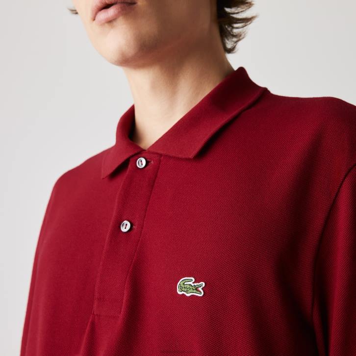homens Lacoste bordeaux 476 polo manga longa L.12.12 original 08D0799