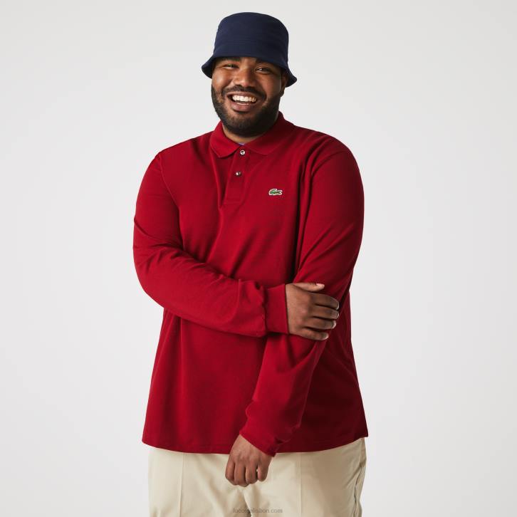 homens Lacoste bordeaux 476 polo manga longa L.12.12 original 08D0799