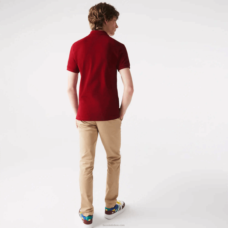 homens Lacoste bordeaux 476 polo slim fit L.12.12 original 08D0655