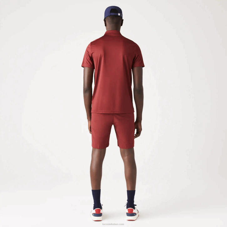 homens Lacoste bordeaux vermelho verde azul yjy polo esportivo de golfe com listras tricolores 08D0825