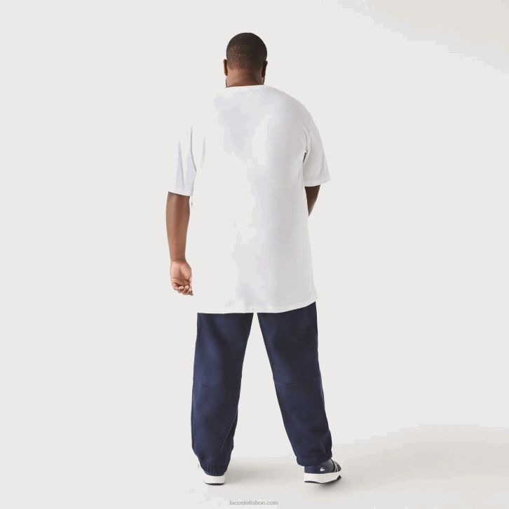 homens Lacoste branco 001 camisa polo de algodão com decote em v canelado regular fit (tamanho grande) 08D0707