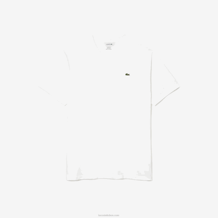 homens Lacoste branco 001 camisa polo de algodão com decote em v canelado regular fit (tamanho grande) 08D0707