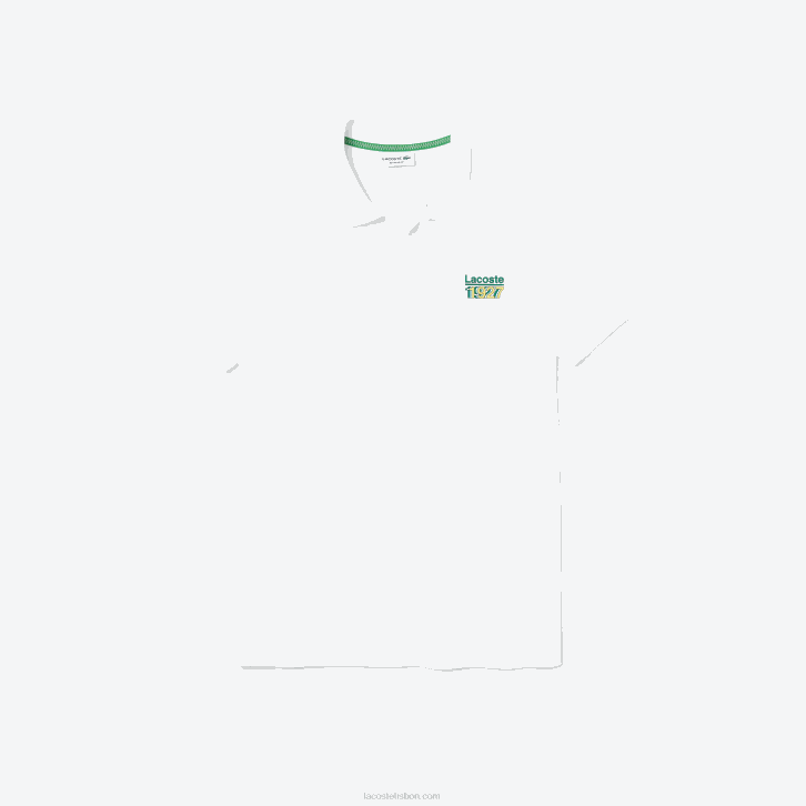 homens Lacoste branco 001 polo de ajuste regular em pique de algodão distintivo 08D0913
