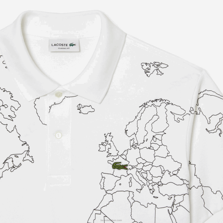 homens Lacoste branco 001 polo de algodão orgânico estampado l.12.12 original 08D032