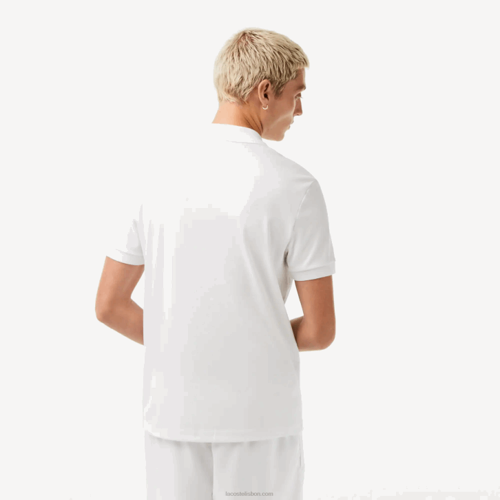 homens Lacoste branco 001 polo de algodão pima de ajuste regular 08D0802