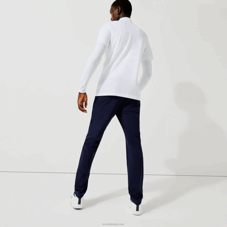 homens Lacoste branco 001 polo de golfe respirável texturizado esportivo 08D069