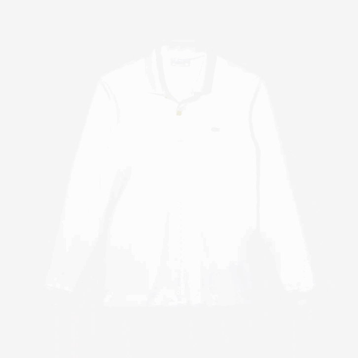 homens Lacoste branco 001 polo de manga longa de algodão pima de ajuste regular 08D0859