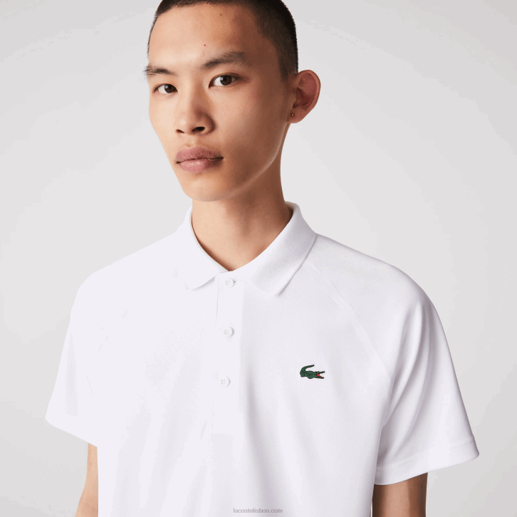 homens Lacoste branco 001 polo interlock respirável e resistente à abrasão esportivo 08D0164